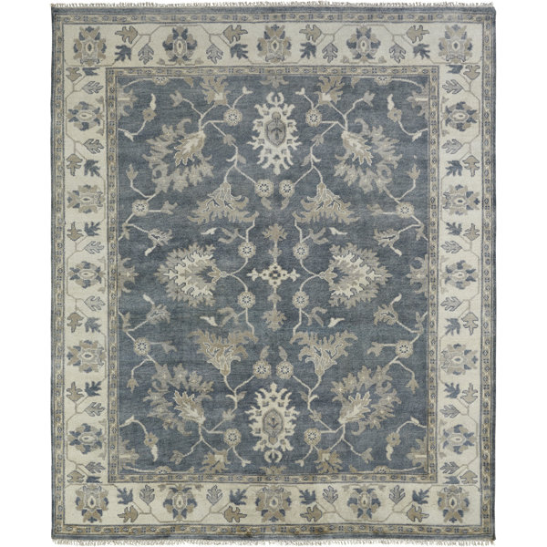 Madison Couture Rugs Jayesh Wool Oriental Area Rug in Blue/Ivory